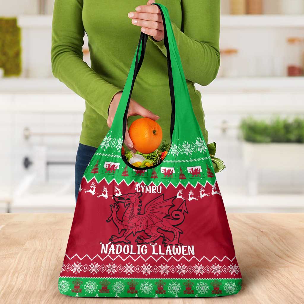 Wales Christmas Grocery Bag Nadolig Llawen Cymru Unique Version