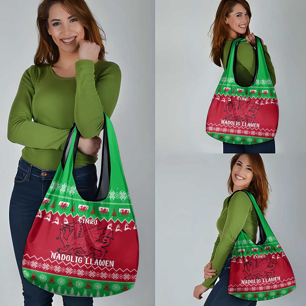 Wales Christmas Grocery Bag Nadolig Llawen Cymru Unique Version