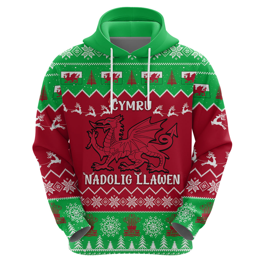 Personalised Wales Christmas Hoodie Nadolig Llawen Cymru Unique Version - Wonder Print Shop