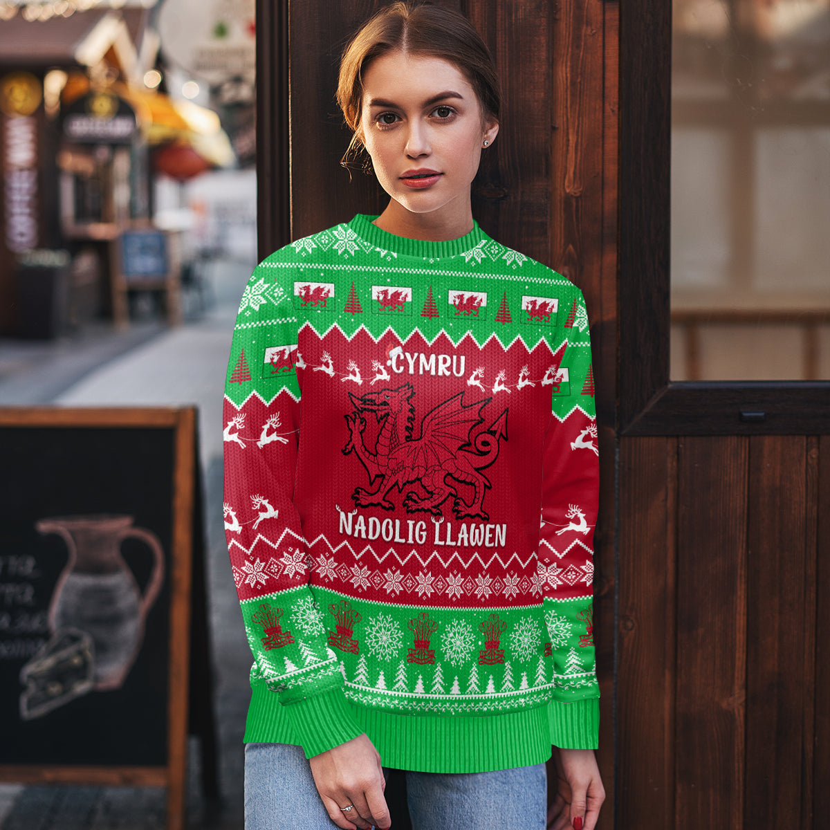 Personalised Wales Christmas Ugly Christmas Sweater Nadolig Llawen Cymru Unique Version - Wonder Print Shop