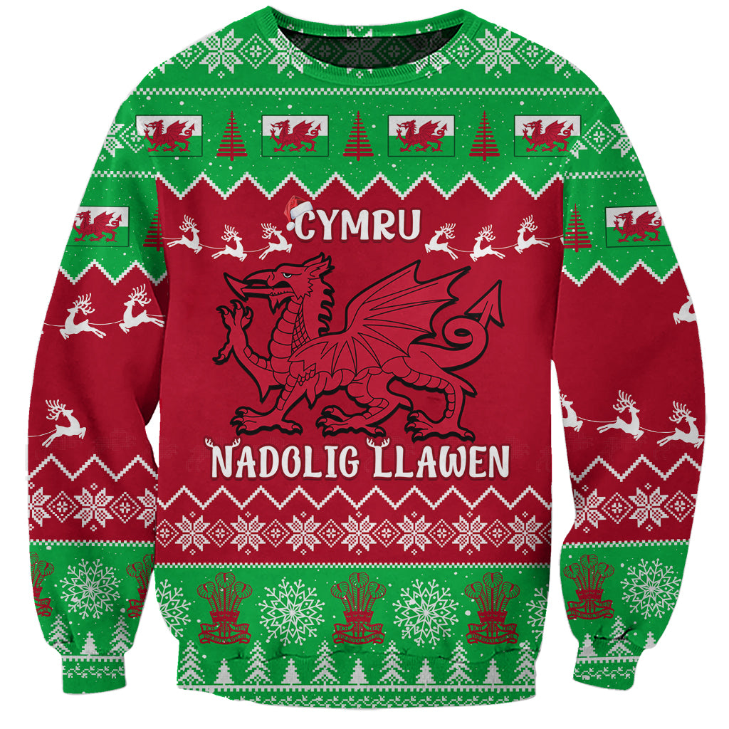 Personalised Wales Christmas Sweatshirt Nadolig Llawen Cymru Unique Version - Wonder Print Shop