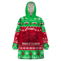 Personalised Wales Christmas Wearable Blanket Hoodie Nadolig Llawen Cymru Unique Version - Wonder Print Shop
