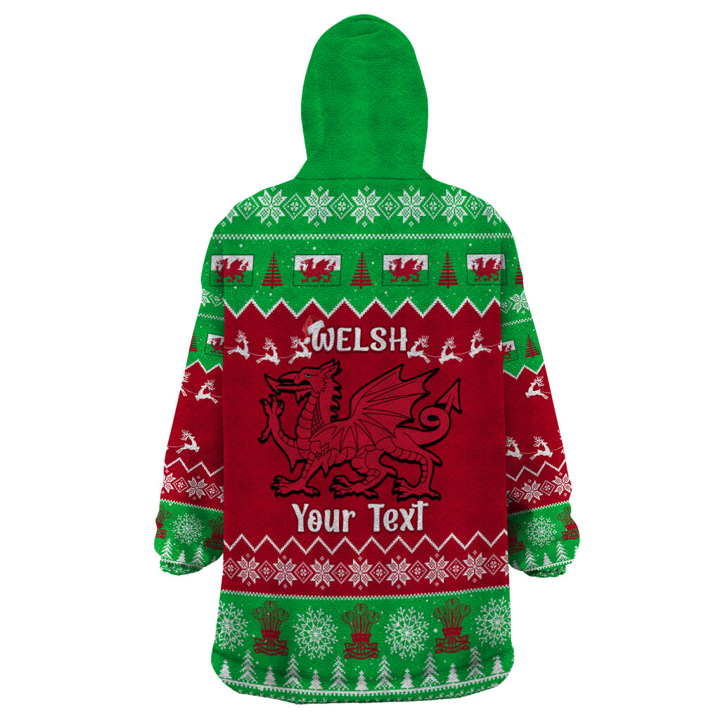 Personalised Wales Christmas Wearable Blanket Hoodie Nadolig Llawen Cymru Unique Version - Wonder Print Shop