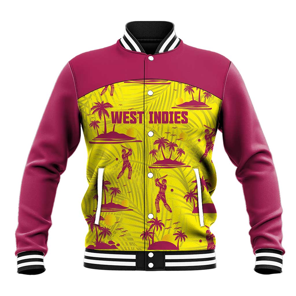 West Indies Cricket Custom Baseball Jacket Windies Palm Tree Tropical Style - Wonder Print Shop