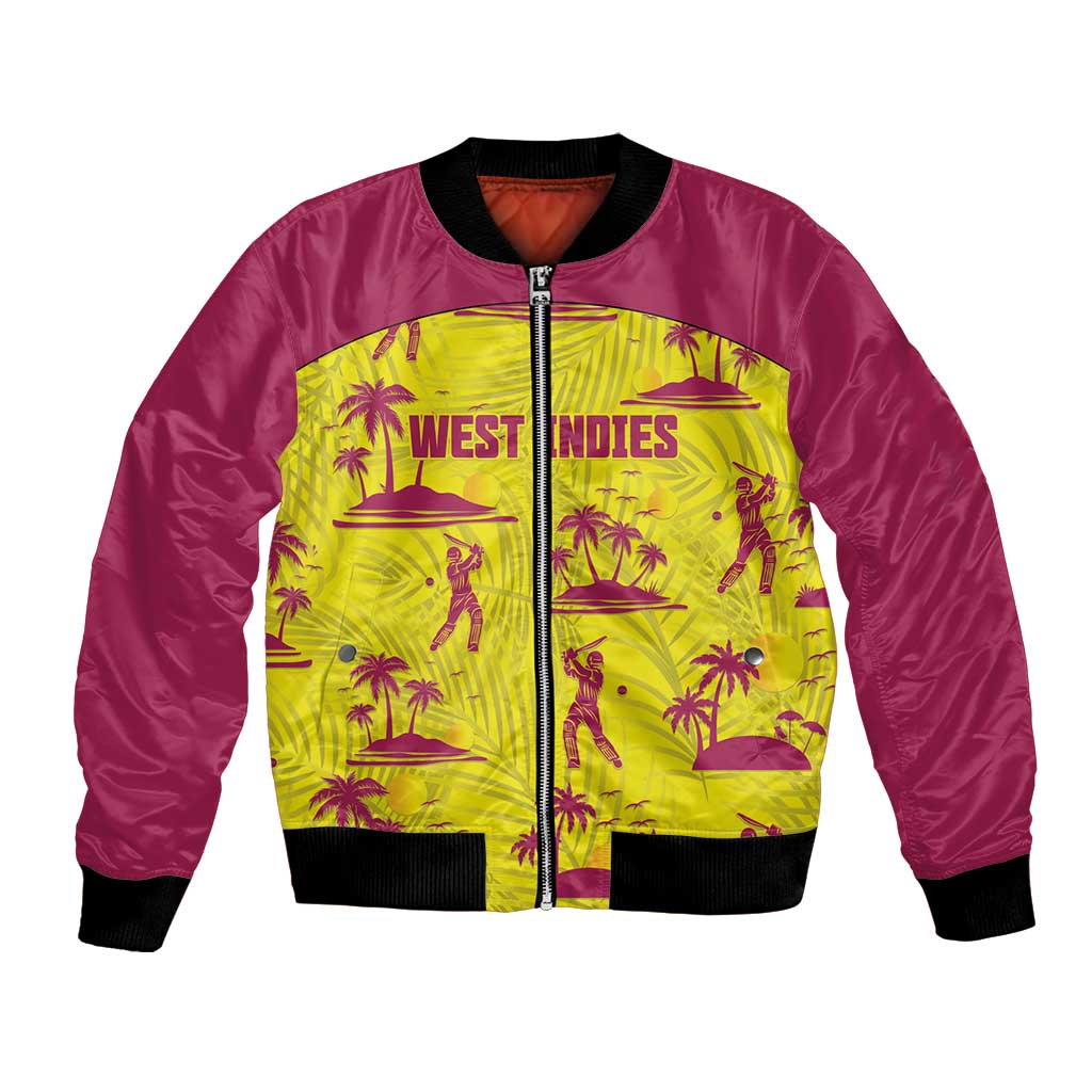 West Indies Cricket Custom Bomber Jacket Windies Palm Tree Tropical Style - Wonder Print Shop