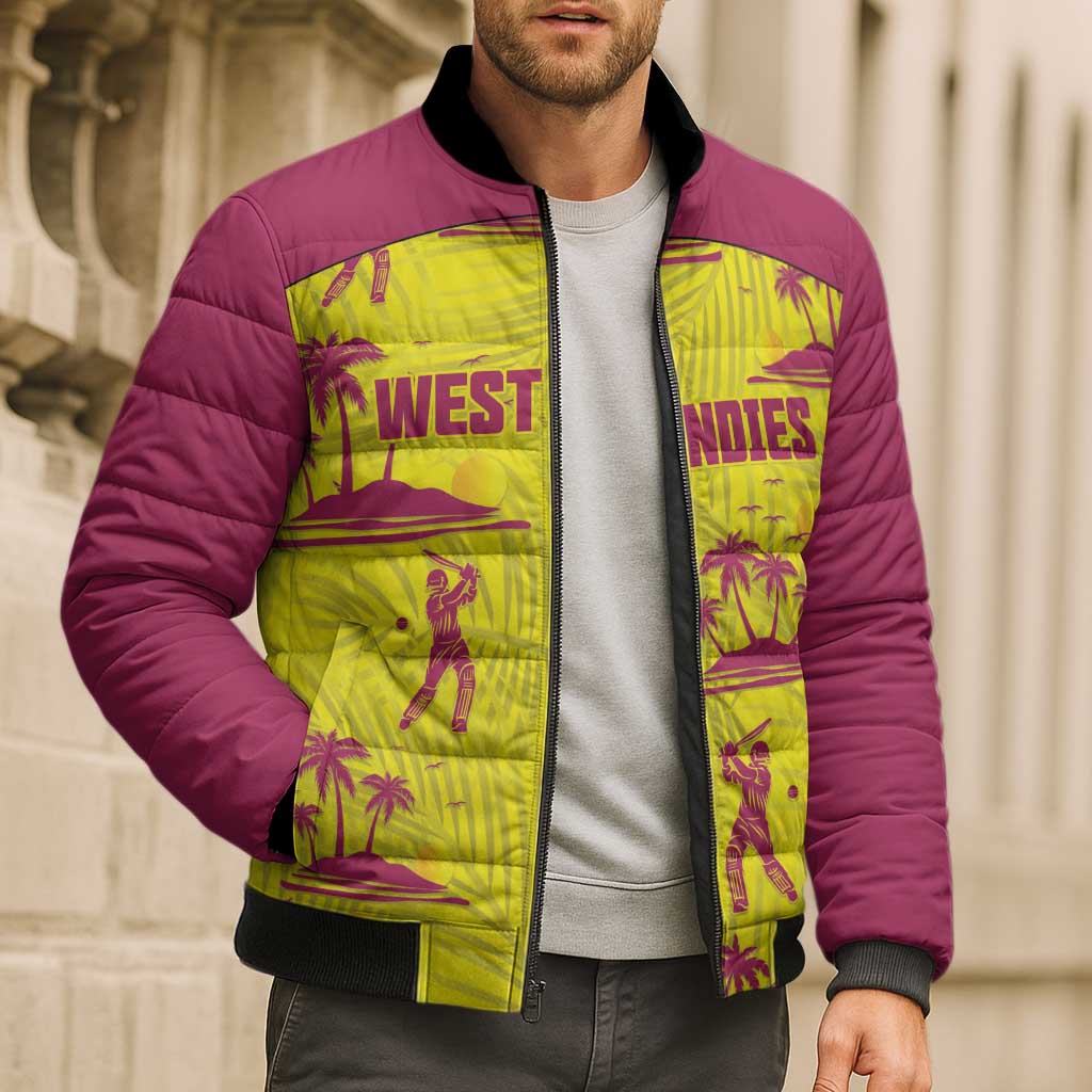 West Indies Cricket Custom Bomber Puffer Jacket Windies Palm Tree Tropical Style - Wonder Print Shop