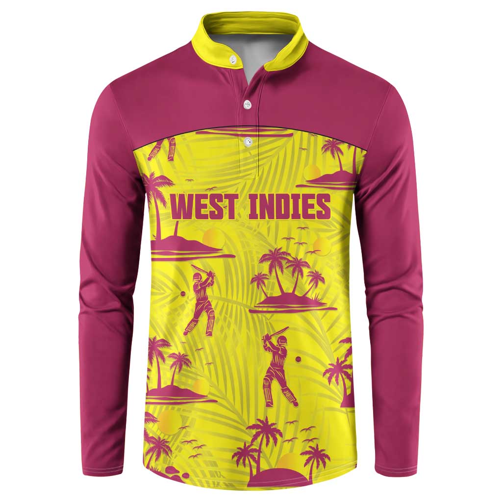 West Indies Cricket Custom Button Sweatshirt Windies Palm Tree Tropical Style - Wonder Print Shop