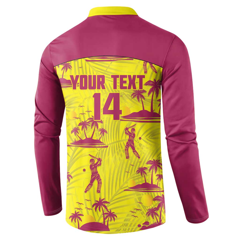 West Indies Cricket Custom Button Sweatshirt Windies Palm Tree Tropical Style - Wonder Print Shop
