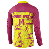 West Indies Cricket Custom Button Sweatshirt Windies Palm Tree Tropical Style - Wonder Print Shop
