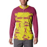 West Indies Cricket Custom Button Sweatshirt Windies Palm Tree Tropical Style - Wonder Print Shop
