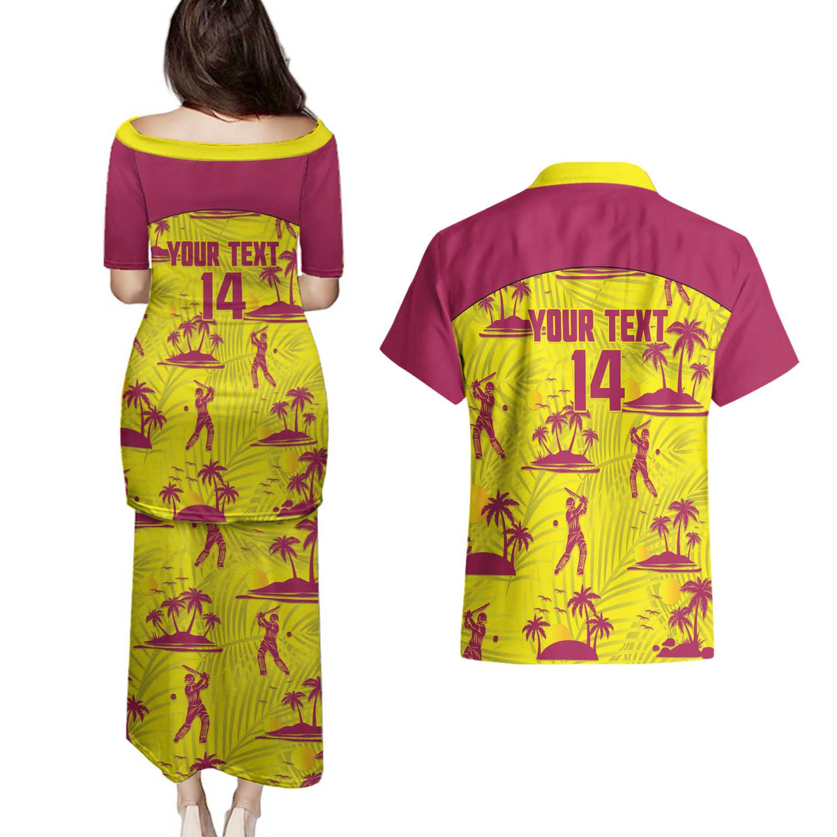 West Indies Cricket Custom Couples Matching Puletasi and Hawaiian Shirt Windies Palm Tree Tropical Style - Wonder Print Shop
