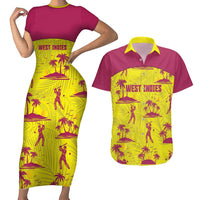 West Indies Cricket Custom Couples Matching Short Sleeve Bodycon Dress and Hawaiian Shirt Windies Palm Tree Tropical Style - Wonder Print Shop