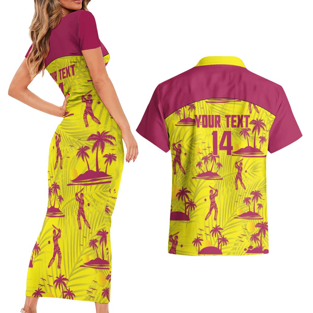 West Indies Cricket Custom Couples Matching Short Sleeve Bodycon Dress and Hawaiian Shirt Windies Palm Tree Tropical Style - Wonder Print Shop