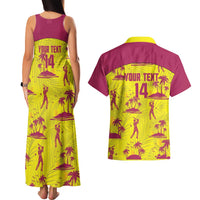 West Indies Cricket Custom Couples Matching Tank Maxi Dress and Hawaiian Shirt Windies Palm Tree Tropical Style - Wonder Print Shop