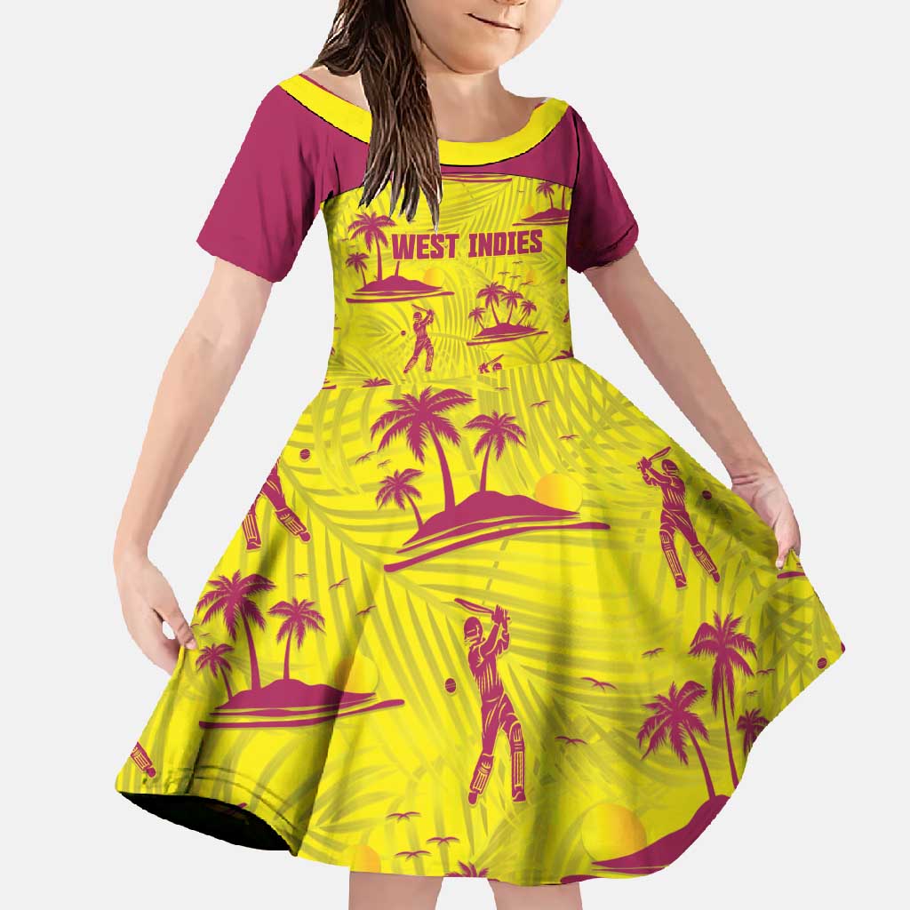 West Indies Cricket Custom Family Matching Long Sleeve Bodycon Dress and Hawaiian Shirt Windies Palm Tree Tropical Style - Wonder Print Shop