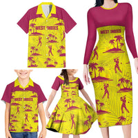 West Indies Cricket Custom Family Matching Long Sleeve Bodycon Dress and Hawaiian Shirt Windies Palm Tree Tropical Style - Wonder Print Shop