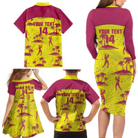 West Indies Cricket Custom Family Matching Long Sleeve Bodycon Dress and Hawaiian Shirt Windies Palm Tree Tropical Style - Wonder Print Shop