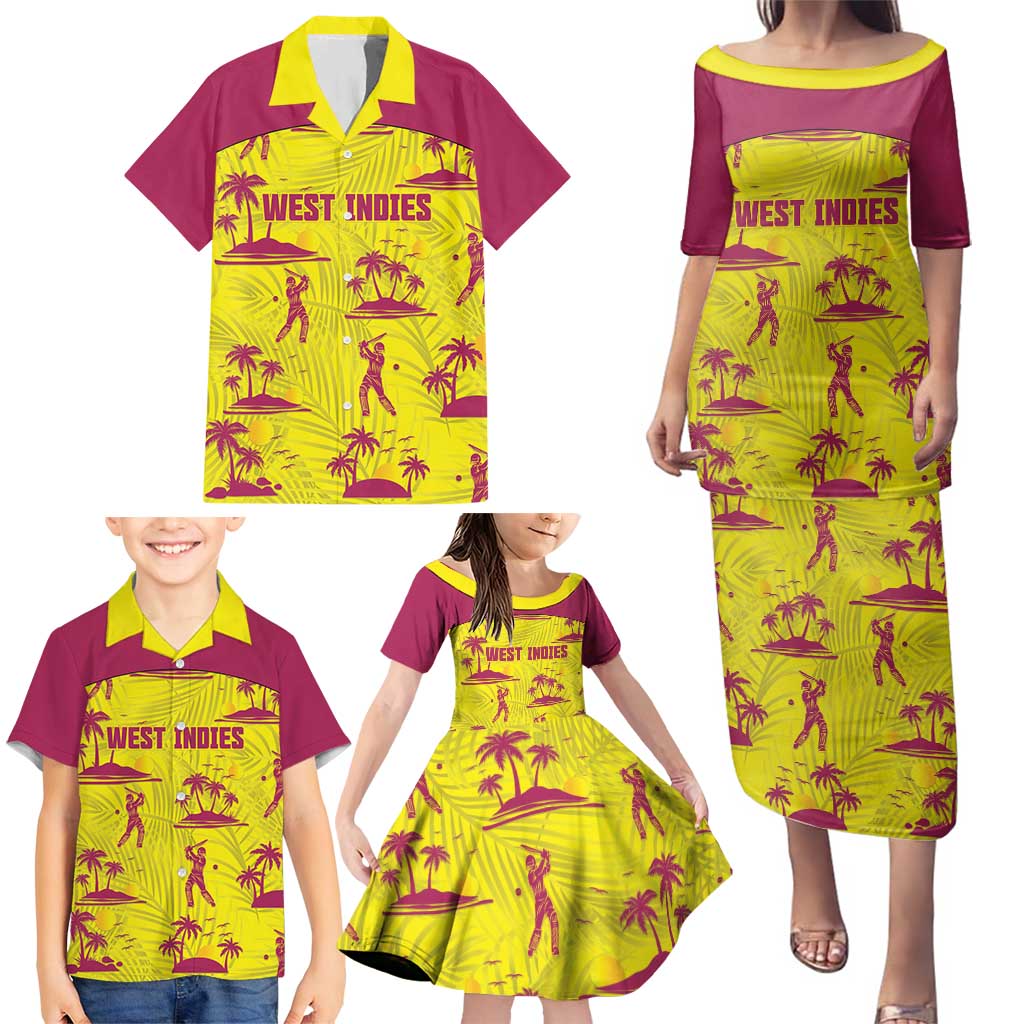 West Indies Cricket Custom Family Matching Puletasi and Hawaiian Shirt Windies Palm Tree Tropical Style - Wonder Print Shop