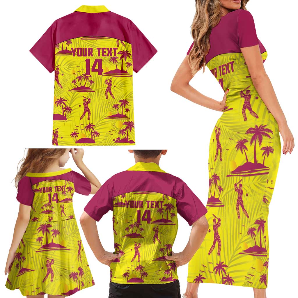 West Indies Cricket Custom Family Matching Short Sleeve Bodycon Dress and Hawaiian Shirt Windies Palm Tree Tropical Style - Wonder Print Shop