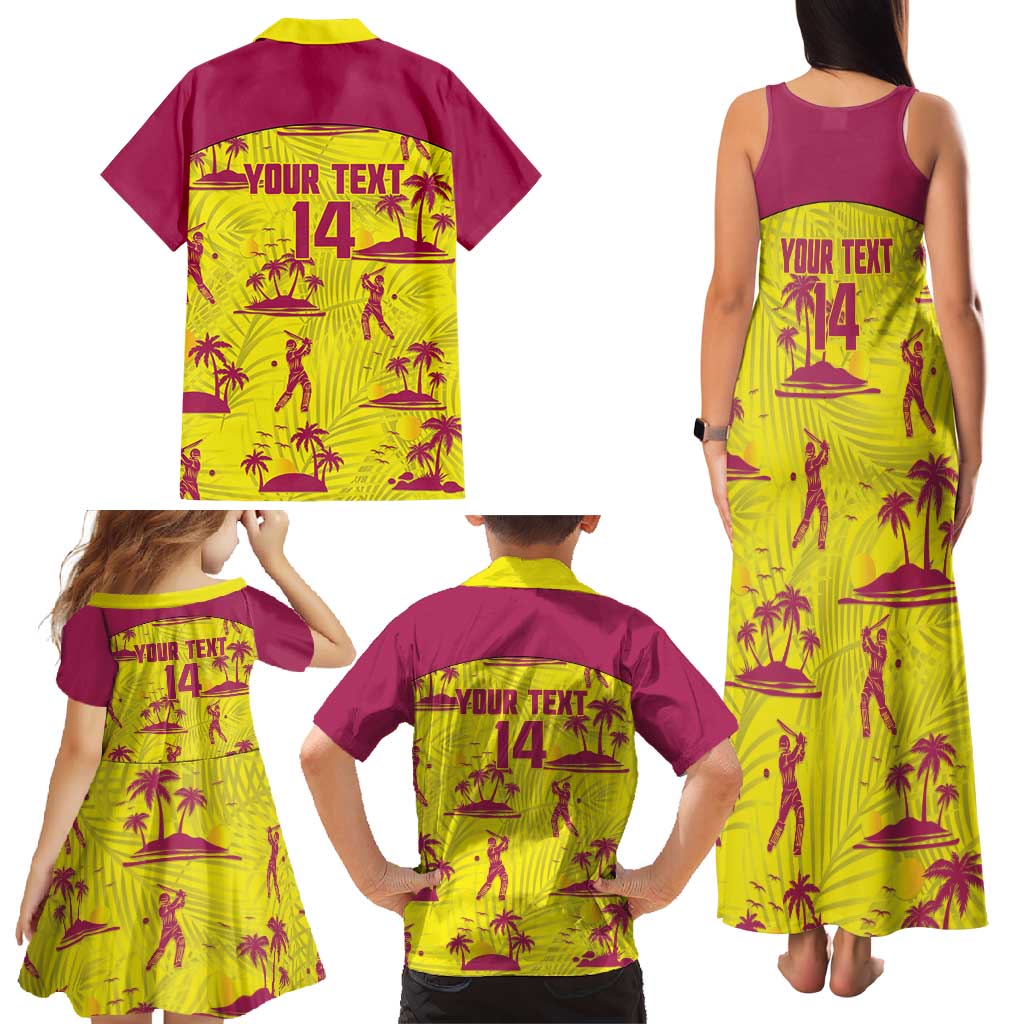 West Indies Cricket Custom Family Matching Tank Maxi Dress and Hawaiian Shirt Windies Palm Tree Tropical Style - Wonder Print Shop