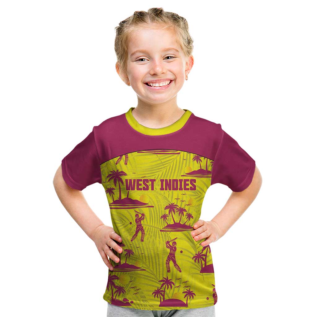 West Indies Cricket Custom Kid T Shirt Windies Palm Tree Tropical Style - Wonder Print Shop