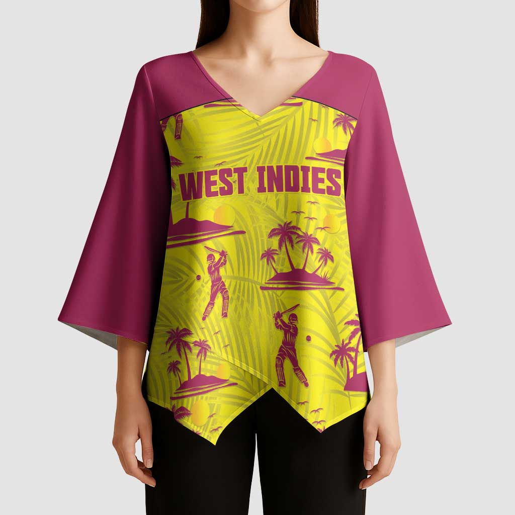 West Indies Cricket Custom Kimono Sleeve Blouse Windies Palm Tree Tropical Style - Wonder Print Shop