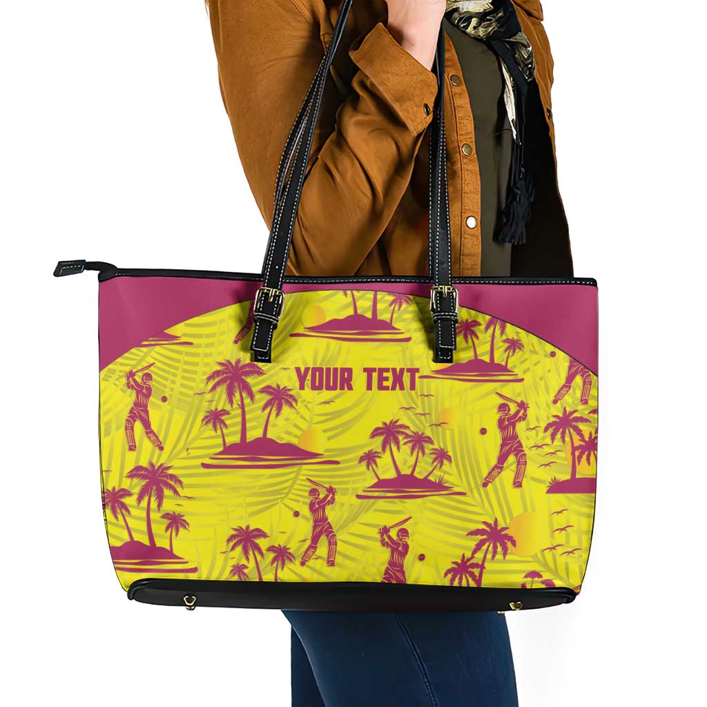 West Indies Cricket Custom Leather Tote Bag Windies Palm Tree Tropical Style - Wonder Print Shop