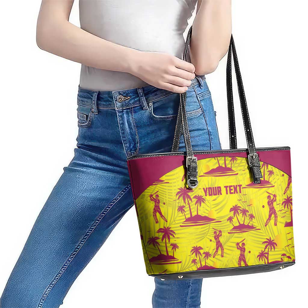 West Indies Cricket Custom Leather Tote Bag Windies Palm Tree Tropical Style - Wonder Print Shop