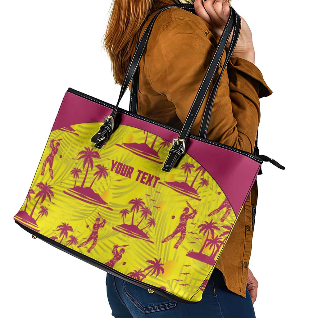 West Indies Cricket Custom Leather Tote Bag Windies Palm Tree Tropical Style - Wonder Print Shop