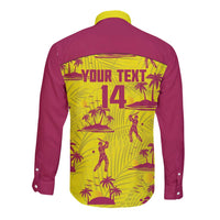 West Indies Cricket Custom Long Sleeve Button Shirt Windies Palm Tree Tropical Style - Wonder Print Shop