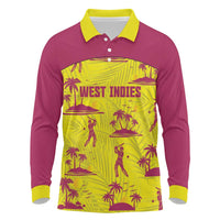 West Indies Cricket Custom Long Sleeve Polo Shirt Windies Palm Tree Tropical Style - Wonder Print Shop