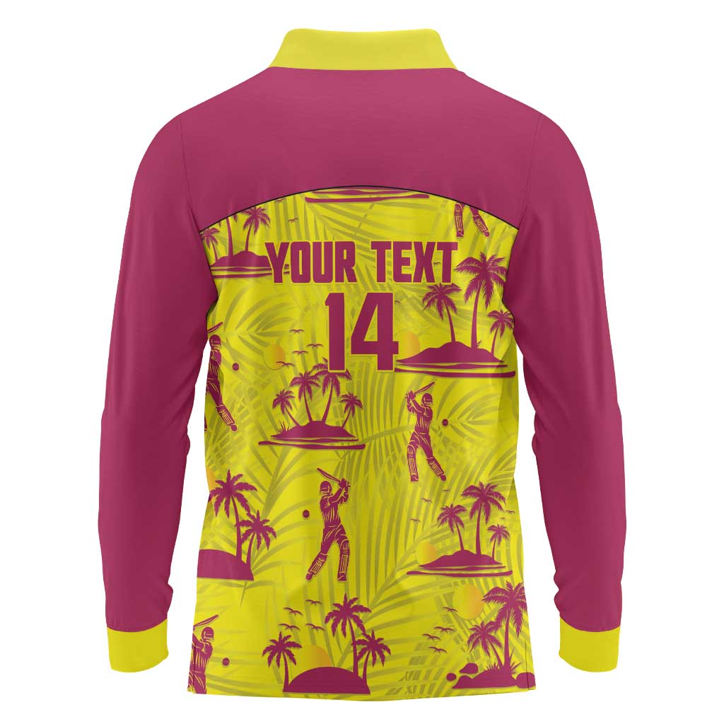 West Indies Cricket Custom Long Sleeve Polo Shirt Windies Palm Tree Tropical Style - Wonder Print Shop
