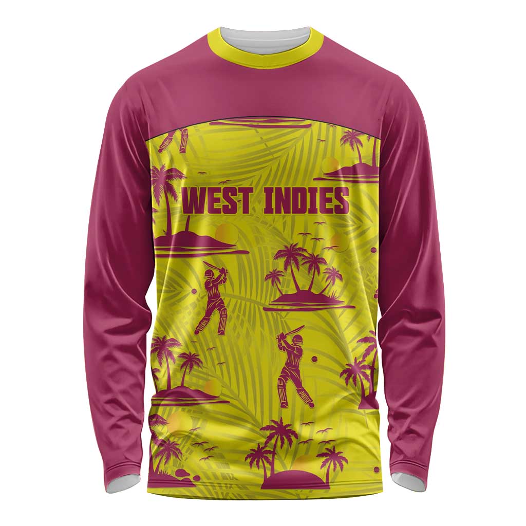 West Indies Cricket Custom Long Sleeve Shirt Windies Palm Tree Tropical Style - Wonder Print Shop