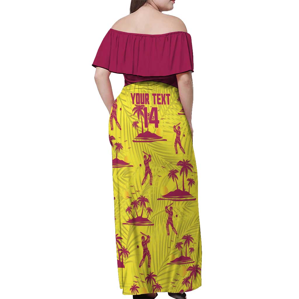 West Indies Cricket Custom Off Shoulder Maxi Dress Windies Palm Tree Tropical Style - Wonder Print Shop