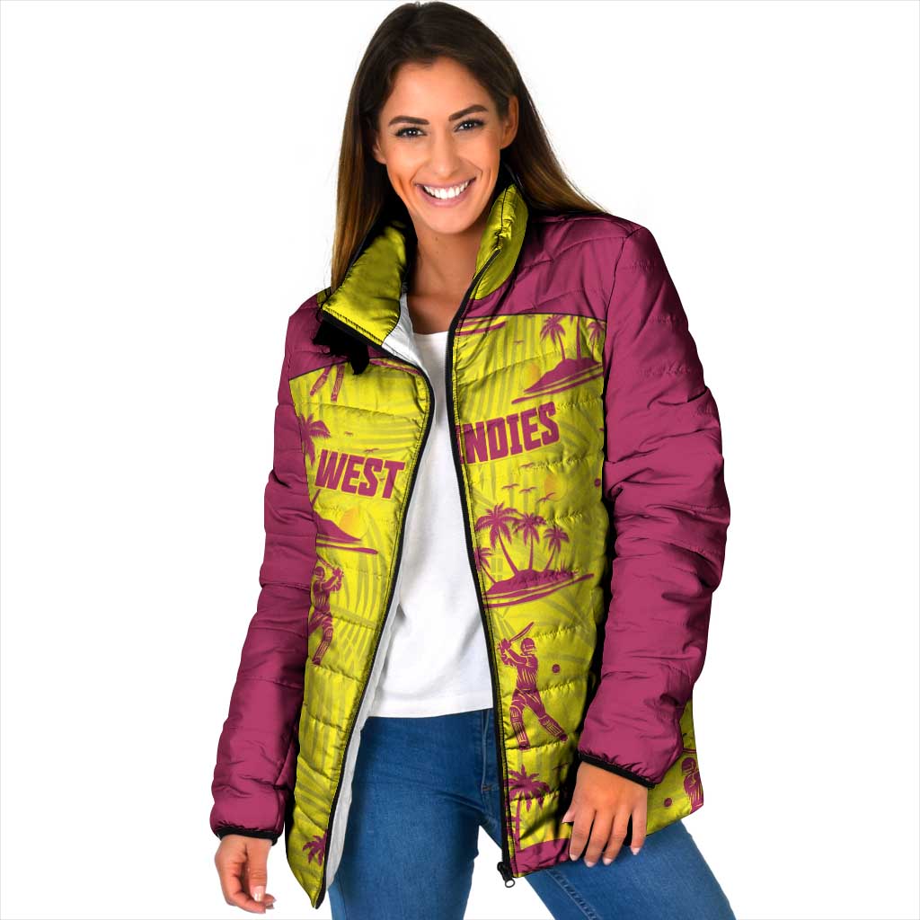 West Indies Cricket Custom Padded Jacket Windies Palm Tree Tropical Style - Wonder Print Shop