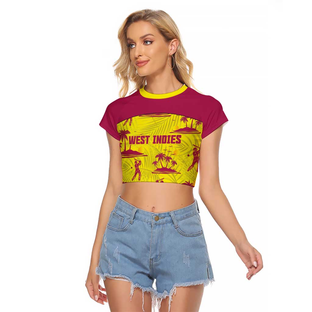 West Indies Cricket Custom Raglan Cropped T Shirt Windies Palm Tree Tropical Style - Wonder Print Shop