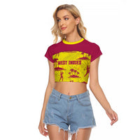 West Indies Cricket Custom Raglan Cropped T Shirt Windies Palm Tree Tropical Style - Wonder Print Shop