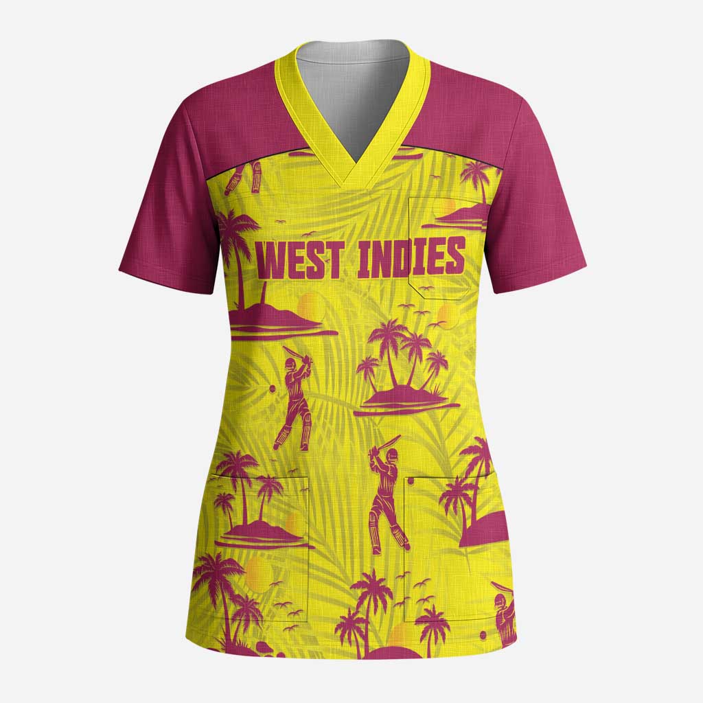 West Indies Cricket Custom Scrub Top Windies Palm Tree Tropical Style - Wonder Print Shop