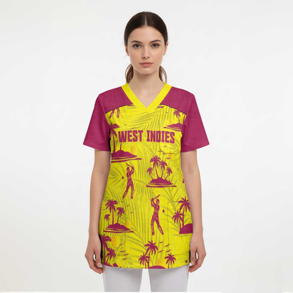 West Indies Cricket Custom Scrub Top Windies Palm Tree Tropical Style - Wonder Print Shop