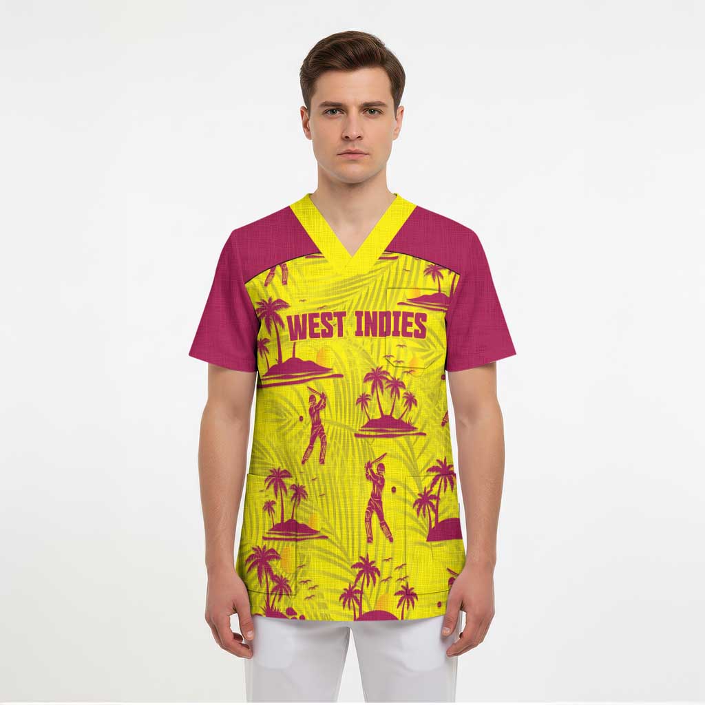West Indies Cricket Custom Scrub Top Windies Palm Tree Tropical Style - Wonder Print Shop