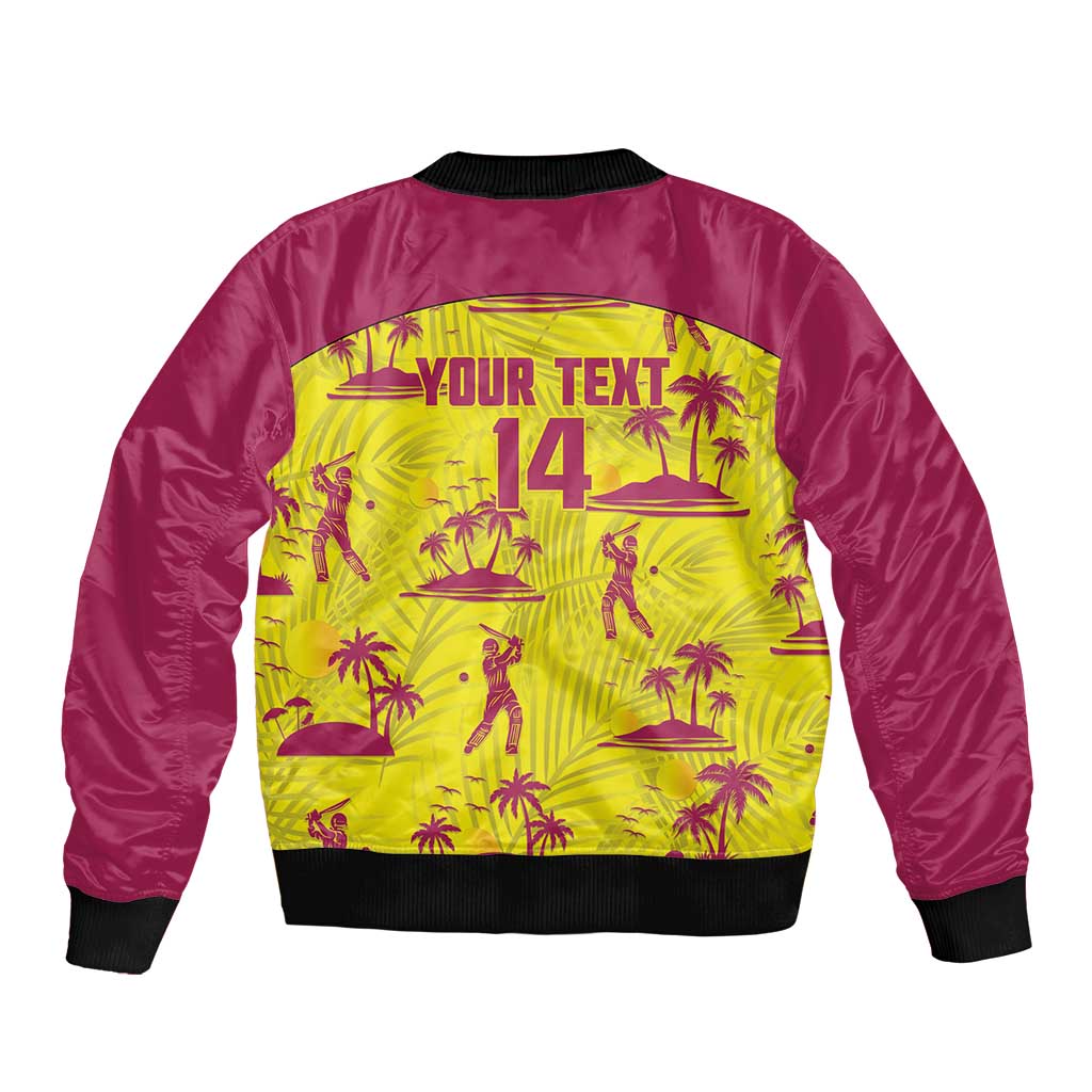 West Indies Cricket Custom Sleeve Zip Bomber Jacket Windies Palm Tree Tropical Style - Wonder Print Shop