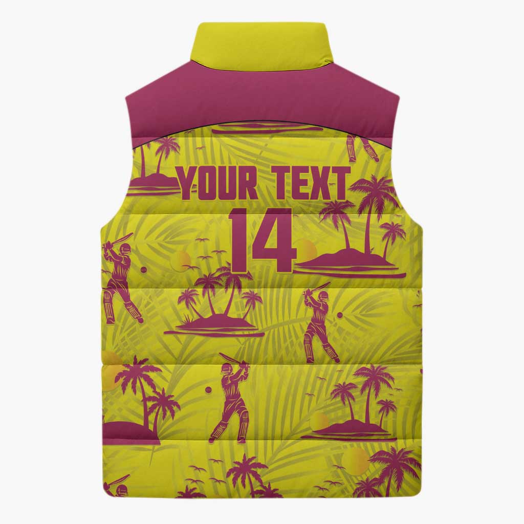 West Indies Cricket Custom Sleeveless Puffer Jacket Windies Palm Tree Tropical Style - Wonder Print Shop