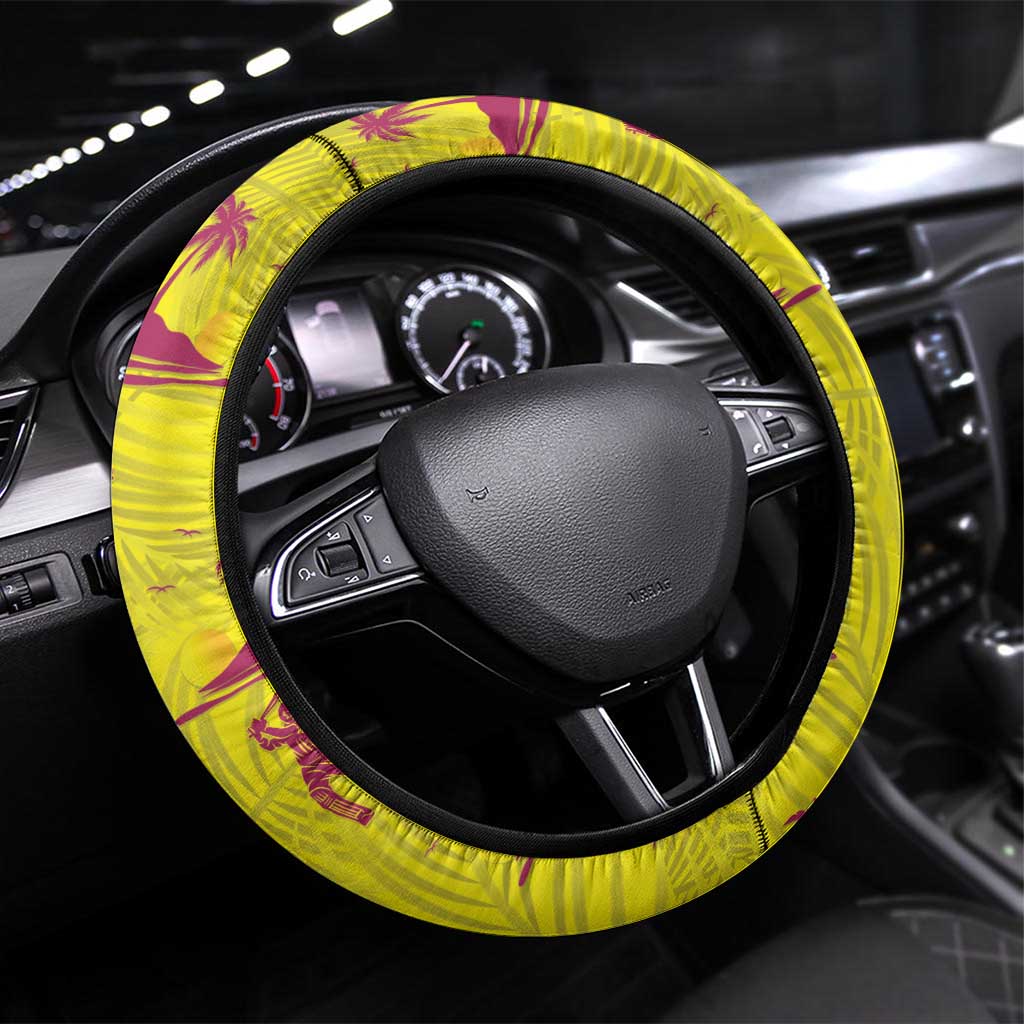 West Indies Cricket Steering Wheel Cover Windies Palm Tree Tropical Style - Wonder Print Shop