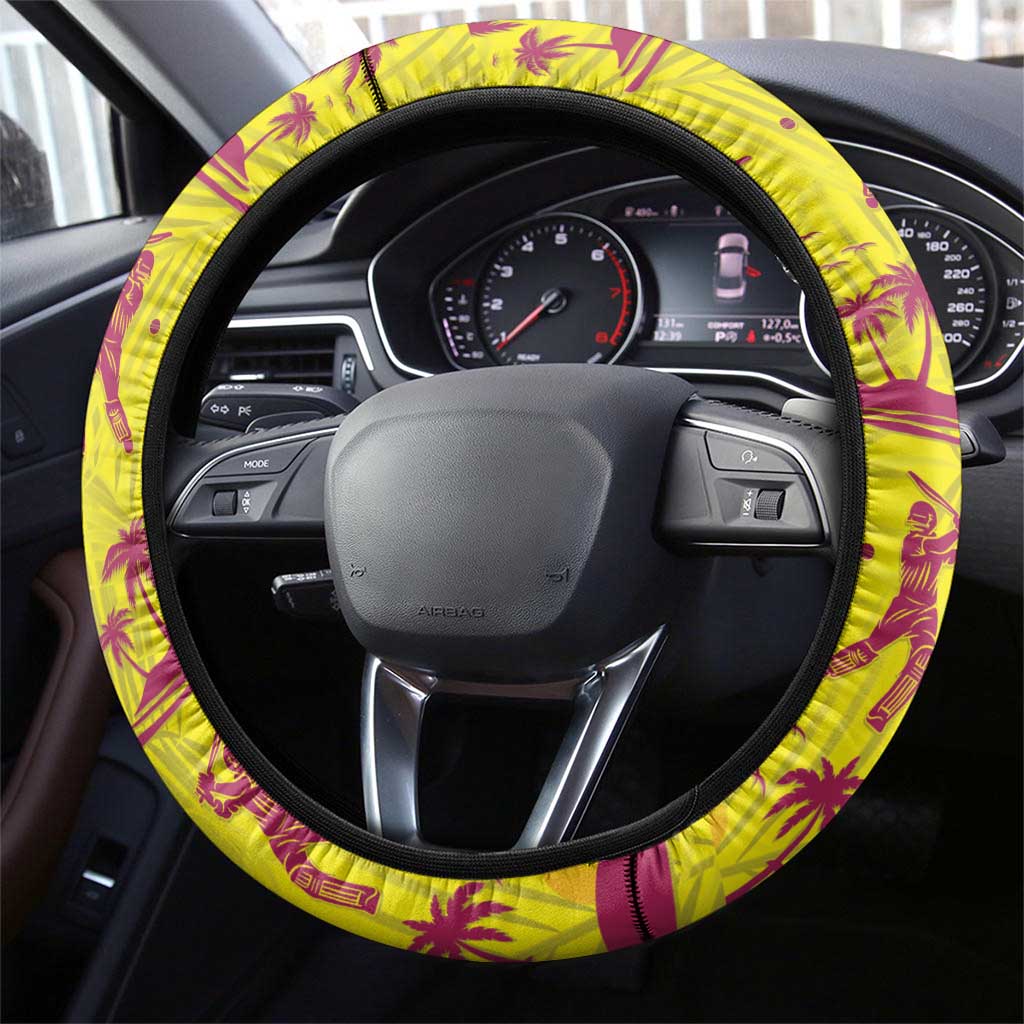 West Indies Cricket Steering Wheel Cover Windies Palm Tree Tropical Style - Wonder Print Shop