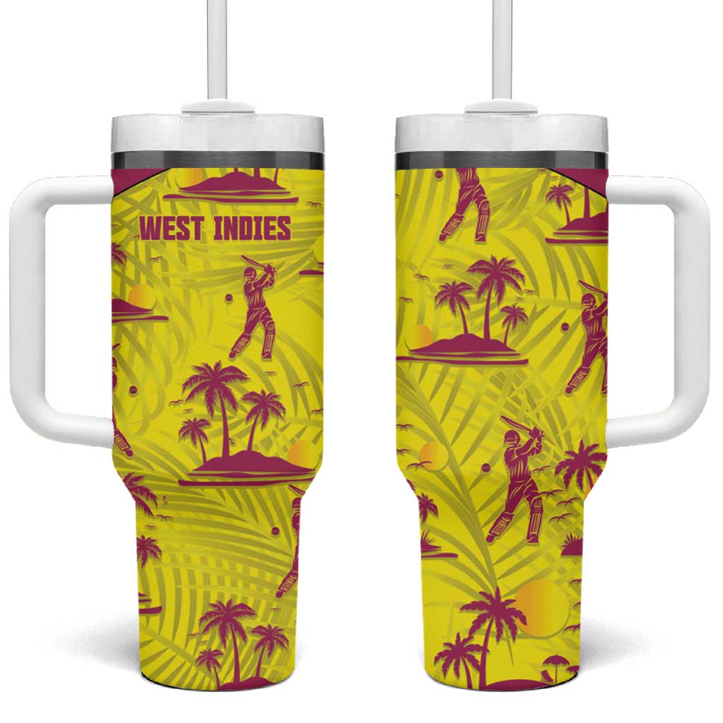 West Indies Cricket Tumbler With Handle Windies Palm Tree Tropical Style - Wonder Print Shop