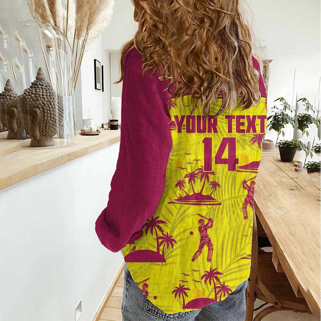 West Indies Cricket Custom Women Casual Shirt Windies Palm Tree Tropical Style - Wonder Print Shop