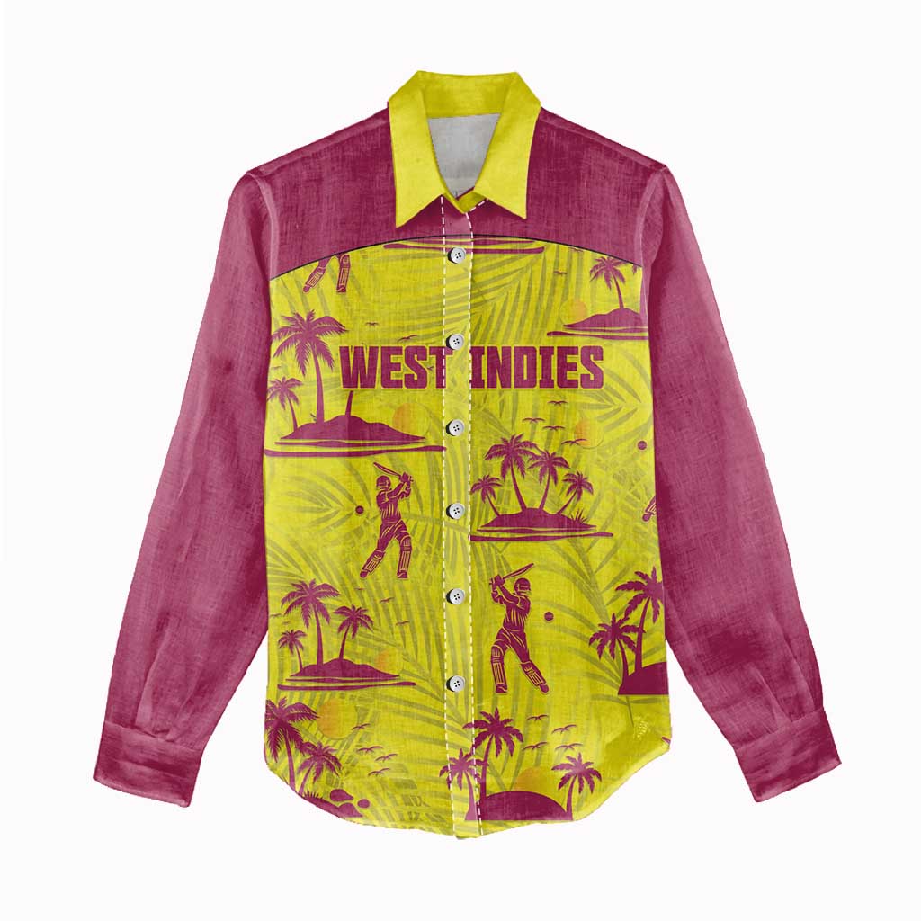 West Indies Cricket Custom Women Casual Shirt Windies Palm Tree Tropical Style - Wonder Print Shop