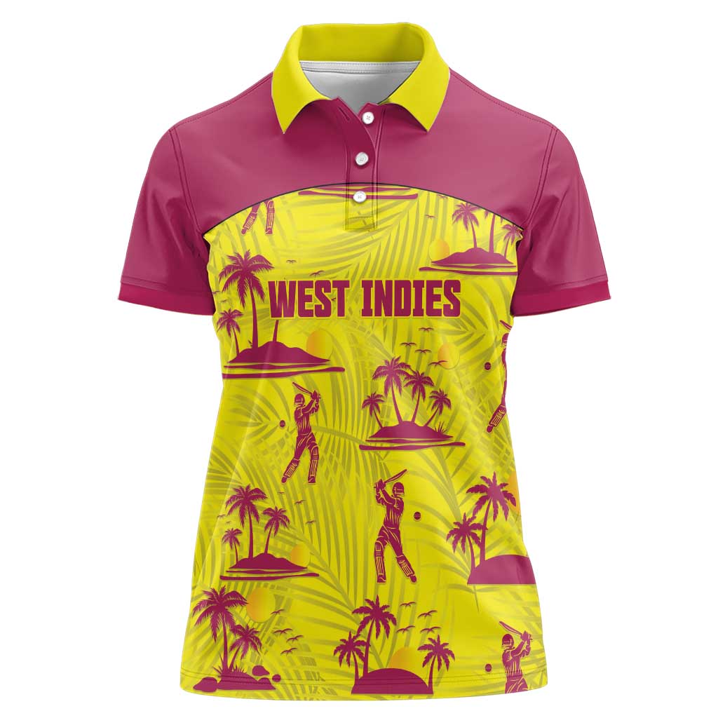 West Indies Cricket Custom Women Polo Shirt Windies Palm Tree Tropical Style - Wonder Print Shop