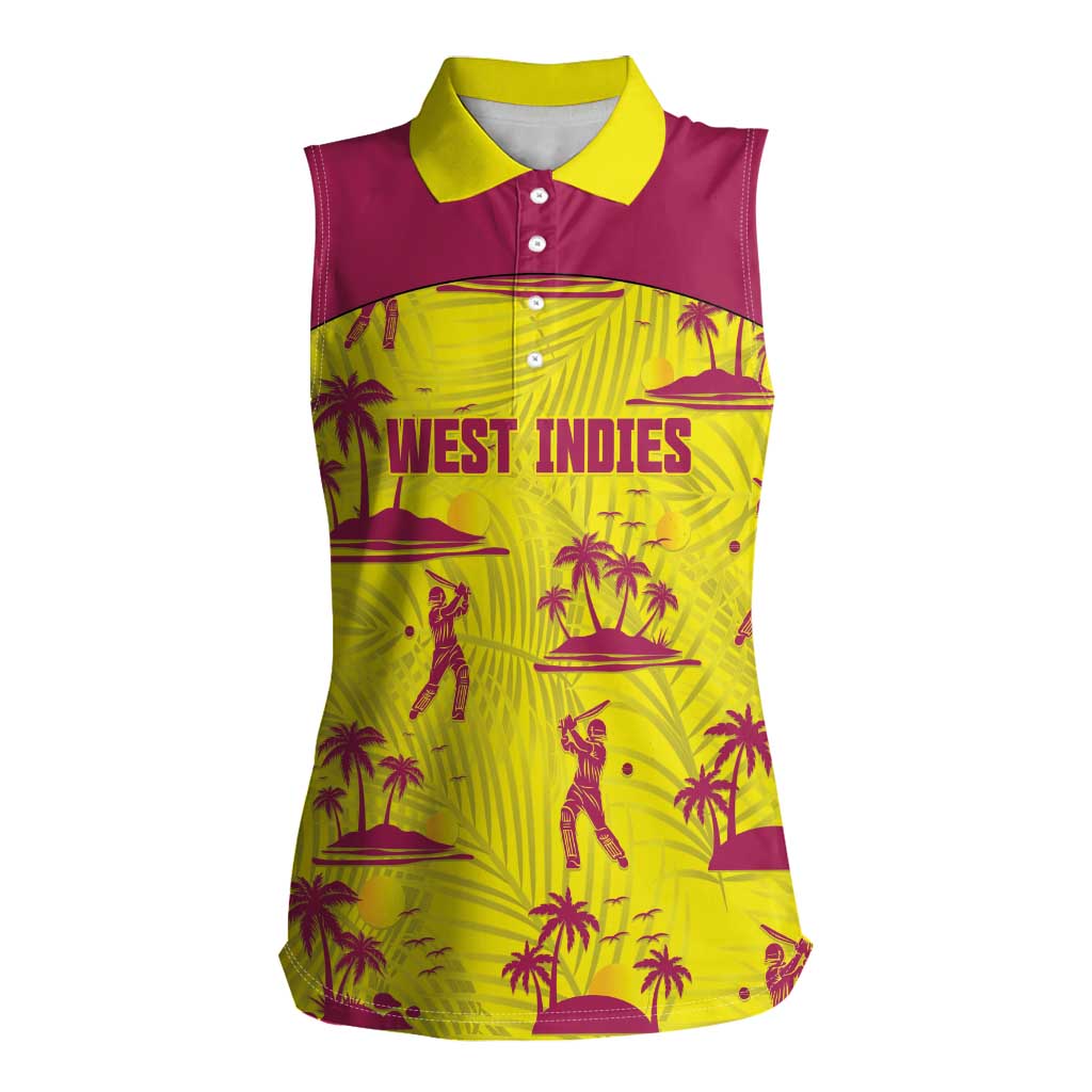 West Indies Cricket Custom Women Sleeveless Polo Shirt Windies Palm Tree Tropical Style - Wonder Print Shop