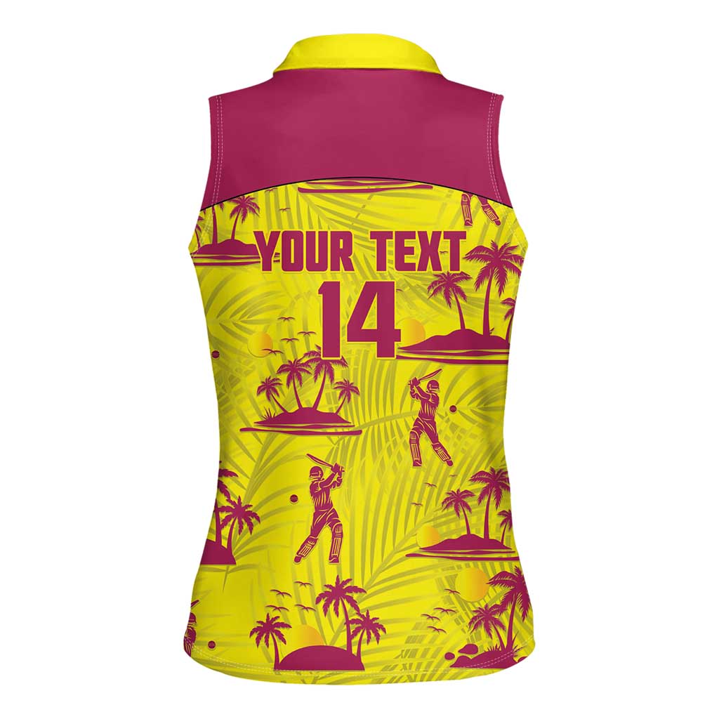 West Indies Cricket Custom Women Sleeveless Polo Shirt Windies Palm Tree Tropical Style - Wonder Print Shop